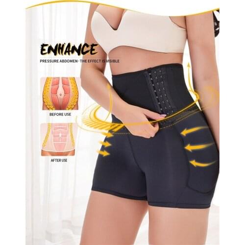 Women High Waist Lace Butt Lifter Body Shaper Tummy Control Panties Boyshort Pad Shorts Hip Enhancer Shapewear