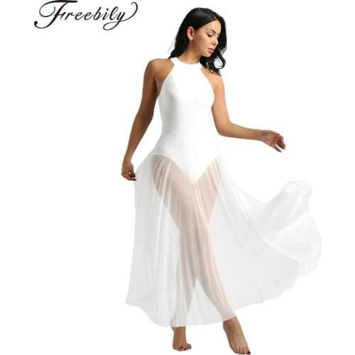 Women Adult Ballet Dance Dress Contemporary Modern Leotard Ballet Bodysuit Vintage Long Ballet Dress Ballerina Stage Dance Wear