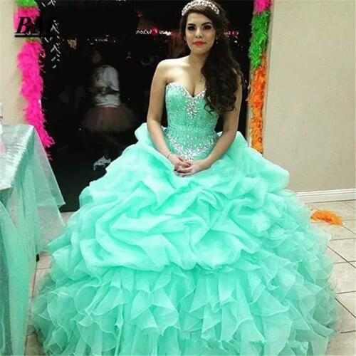 2019 Newest Stock Quinceanera Dresses Ball Gown Beading Sweet 16 Dresses Formal Prom Party Gown Vestido De 15 Anos BM123