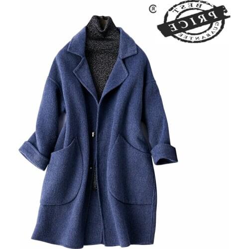 Winter Coat Female Fashion Wool Coat Women Clothes 2021 Elegant Woolen Long Jacket Casual Cashmere Casaco Feminino a00055