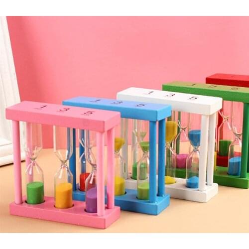 1Pc Wooden Glass Hourglass Home Desktop Timer Adornment Hourglass (Random color)