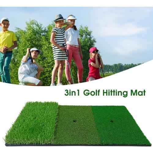 3in1 Golf Hitting Mat Practice Training Mat Artificial Grass Golf Exercise Mats Lawn Indoor Tri-Turf Golf Pads Outdoor Sport
