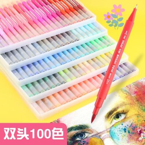 60/72/100/ Colors FineLiner Drawing Painting Art Markers Pen Watercolor Dual Tip Brush Pen Calligraphy Sketching School Supplies