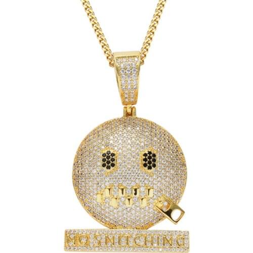 AAA Cubic Zircon Cartoon Emoticon Pendant Men Necklace High Quality Rock Chain Link Luxury Jewelry