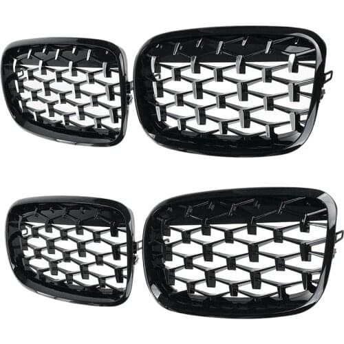 Car Diamond Grills Front Kidney Grill Chrome Mesh Grille Car Accessories for BMW E70 E71 E72 X5 X6 2007-2013