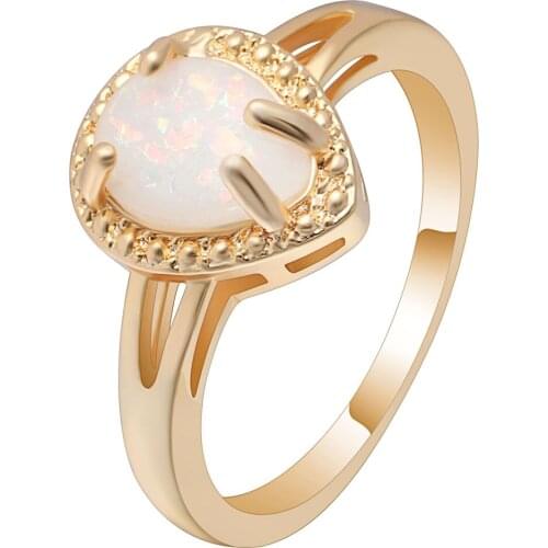 White And Pink Fire Opal Ring Jewelry Gold Color Meaning Love Heart Couple Ring For Women Fashion Bands Wedding Ring For Bridal