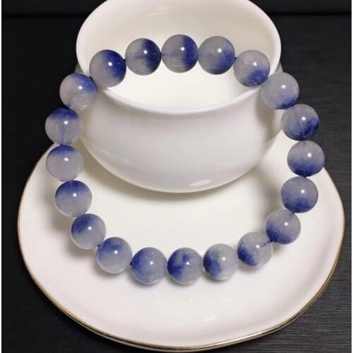 Genuine Natural Blue Dumortierite Quartz Rutilated Crystal Bracelet 9.6mm Women Men Gemstone Round Beads Rare Reiki Stone AAAAA