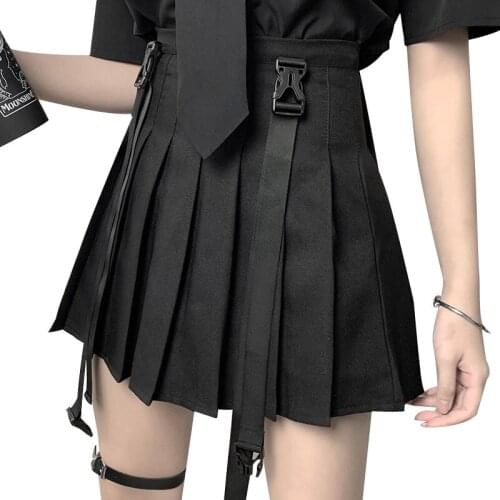 COLDKER Women fashion Solid Color Skirt Casual Street Wear Faldas Ladies Gothic Style Black Woman Summer Clothing