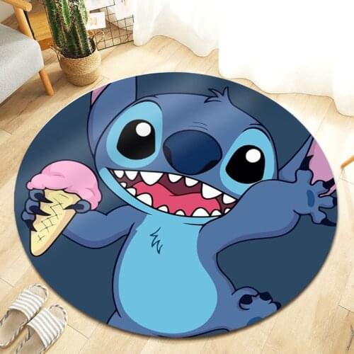 100x100cm Disney Stitch Baby Playmat Round Carpet Floor Rug for Living Room Bedroom Kids Room Non-Slip Round Mat Carpet