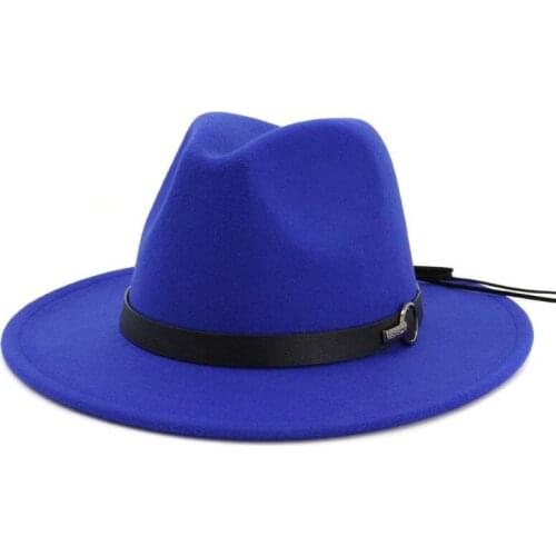 Women Wide Brim Wool Felt Jazz Fedora Hats Panama Style Ladies Outdoor Casual Trilby Gambler Hat Party Cowboy Sunshade Cap