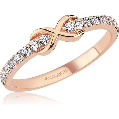 Valori Jewels Infinity Love, Zirconia White Gemstone, Rose Gold Plated, Sterling Silver Ring