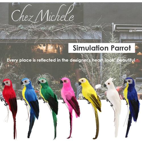 1PC Handmade Foam Feather Artificial Parrot Imitation Bird Model Figurine Foam Birds Parrot Home Garden Decoration Ornament