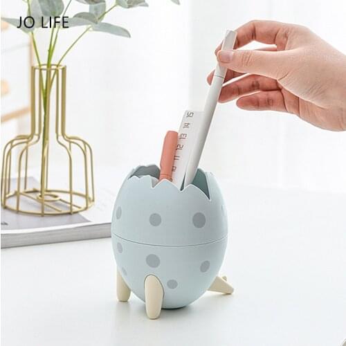 JO LIFE Creative Cute Dinosaur Eggs Pen Holder Desktop Stationery Container Makeup Brush Storage Box Home Decor Gift For Kids