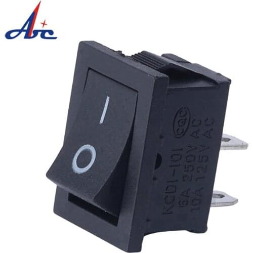 KCD1-101-1 ON/OFF Snap in Mini Boat Toggle Switch Black Head 6A 250V 2 pins Rocker Switch