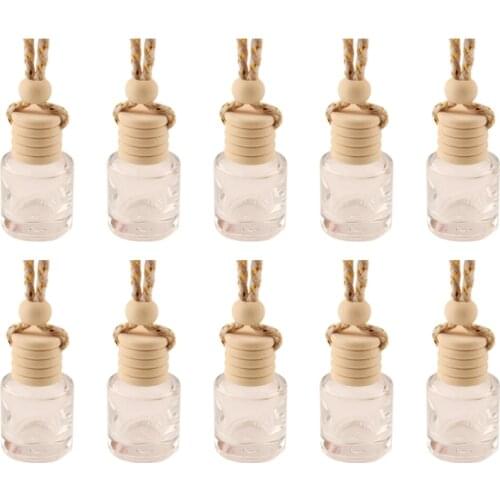 M68E 10Pcs Car Hanging Glass Bottle Empty Perfume Aromatherapy Dispenser Refillable Essential Oils Diffuser Air Fresher Pendant