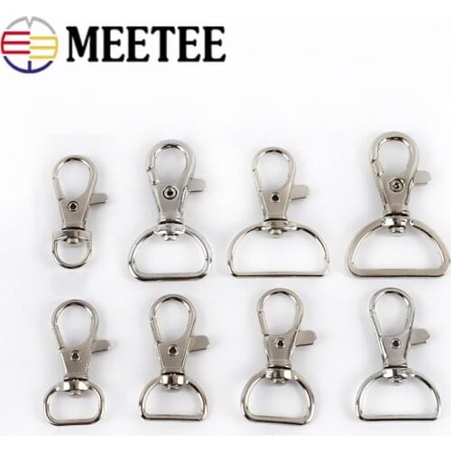 Meetee 20/50pcs Metal Bags Buckles 8/15/19/25mm Swivel Trigger Lobster Clasps Clip Snap Hook Buttons for Handbag Accessories
