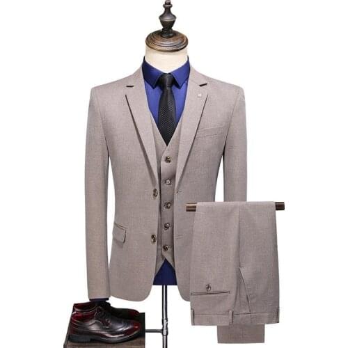 2020 New Custom Made Mens 3 Piece Suit Blazer Slim Fit One Button Notch Lapel Dress Business Wedding Party Jacket Vest Pants