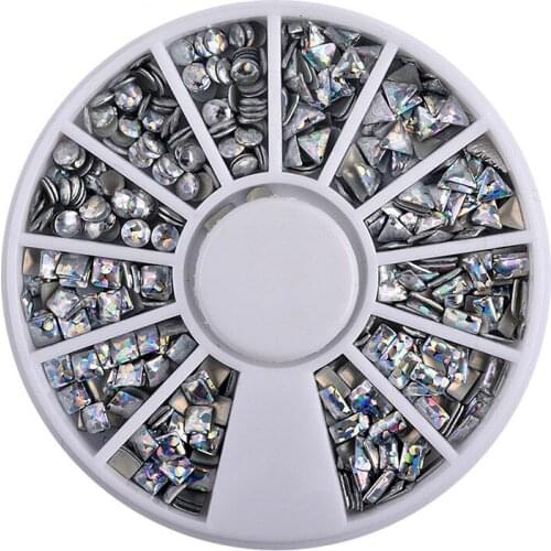 New Nail Art Decorations AB Nail Art Glitter Round Square Laser Silver Sequins Acrylic Tips