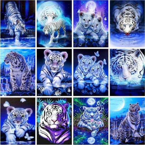 Full Square/Round 5D Diamond Painting Tiger Animal Diy Diamond Embroidery Cross Stitch Mosaic Kit Rhinestone Pictures Home Decor