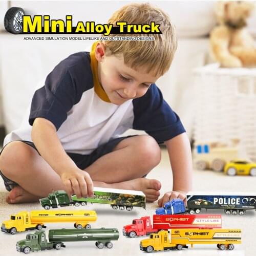 Multi-styles Mini Sliding Alloy Car Model Diecast Disassembled Model Container Oil Truck Children Educational Toys Birthday Gift