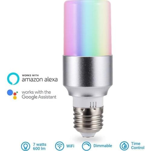 For Amazon Alexa Google 7W Smart WiFi Bulb E27/B22/E14 RGBW Dimmable Wireless WiFi Remote Control Bulb Light Home Decor
