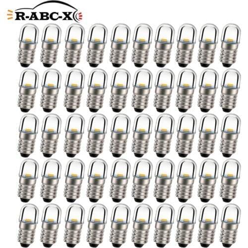 RUIANDSION Wholesale 50Pcs E10 Screw LED Bulb DC 3V 4.5V 6V 12V Warm White 2835SMD Equipment Instrument Signal Light Torch Bulb