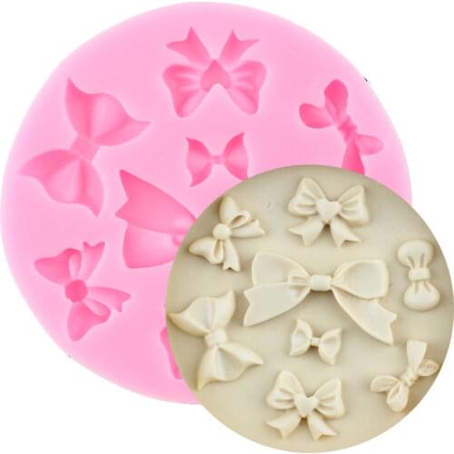 DIY Bow Shape Silicone Mold Baby Birthday Fondant Molds Chocolate Cake Decorating Tools Cupcake Topper Candy Resin Clay Moulds