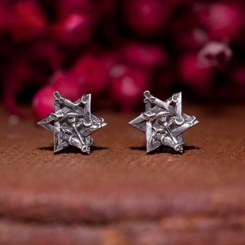 Retro Horus Eye Six Pointed Star Stud Earrings Punk Mens Hip Hop Stud Earrings Personality Womens Rock Party Jewelry
