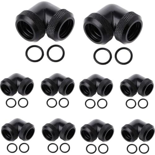 PC Water Cooling Fitting, G1/4 Thread 90 Degree Elbow Connector Fitting Duel Compression For Computer Water Cooling 10pcs