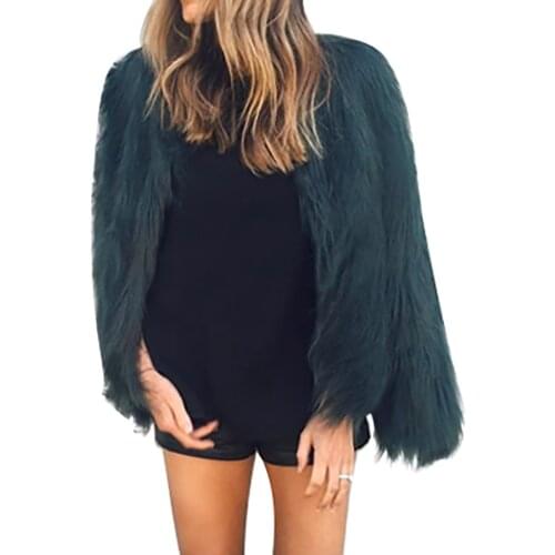 Plus Size 3xl Sexy Women Winter Dark Green Fur Coat Long Sleeve Faux Fur Outerwear Lady Short Style Fur Jacket 2019