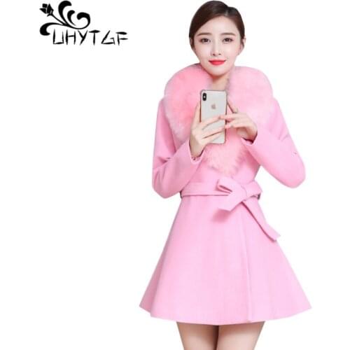 Женские пальто с поясом UHYTGF China At AliExpress