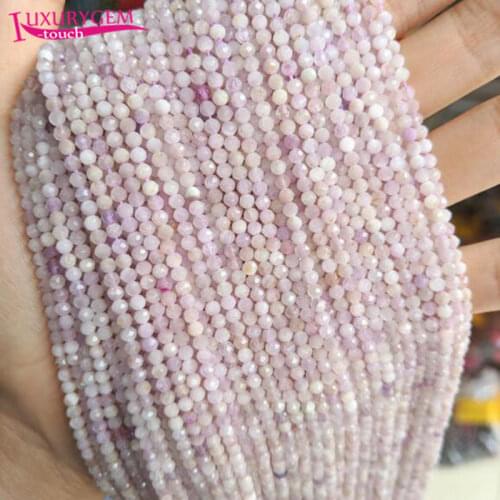 High Quality 3mm Natural Purple Spodumene Stone Faceted Round Loose Spacer Beads Bracelet Necklace Jewelry Accessory 38cm b135