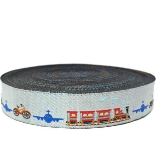 ZERZEEMOOY 5/8" 16MM 10yards/lots Cartoon Planes And Trains And Bicycles Dog Collar Ribbon Woven Jacquard Ribbon