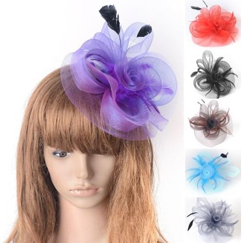 Handmade Ladies Flower Feather Fascinator Hair Clips Women Ascot Proms Party Bridal Headpiece Wedding Hat Hair Accessories