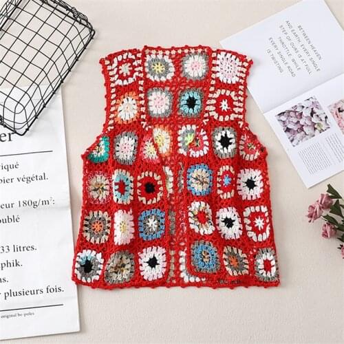 Floral Crochet Knitted Vest Women 2021 Summer Womens Retro Sleeveless Jacket Cardigan Boho Bohemian Beach Embroidery Waistcoat