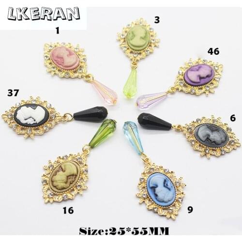 NEW 10Pcs 25mm*55mm Leaf Metal Acrylic Rhinestone Pendants Buttons For Wedding Decoration Flat Brooch Hair Bow DIY Jewelry Craft