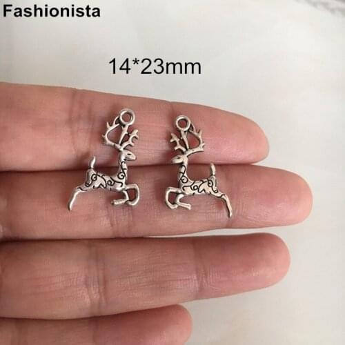 Free Shipping -Antique Metal Cute Deer Charms 14*23mm Christmas Deer Charms Metal Alloy Reindeer Christmas Charms,DIY Supplies