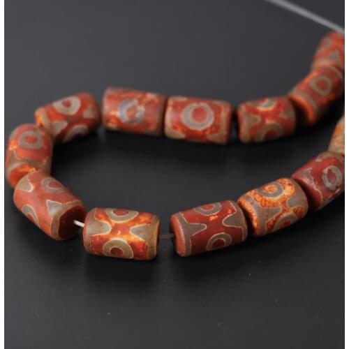 2Strands/Lot,Orange Vintag Tibetan Onxy Eye Dzi 15x20mm Tube Cylinder Spacer Beads Wholesale,Bracelet Necklace Jewelry Making