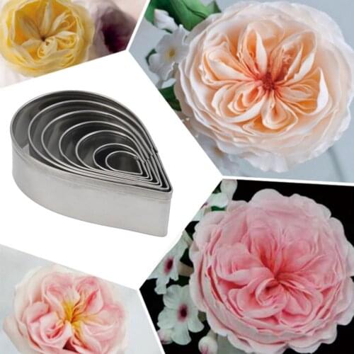 7Pcs/Set Stainless Steel Rose Petal Cake Metal Cookie Cutter Mold Craft Pastry Paste Icing Cutting Decoration Baking Mould Set