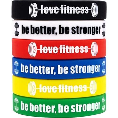 300pcs LOVE FITNESSBE BETTER BE STRONGER Silicone Bracelets Rubber Wristbands Free Shipping by DHL