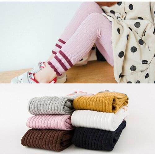 6 Color Girls Leggings Striped Skinny Girls Rib Leggings 1-8T High Waist Children Clothes for Girls Ankle-length Baby Clothing