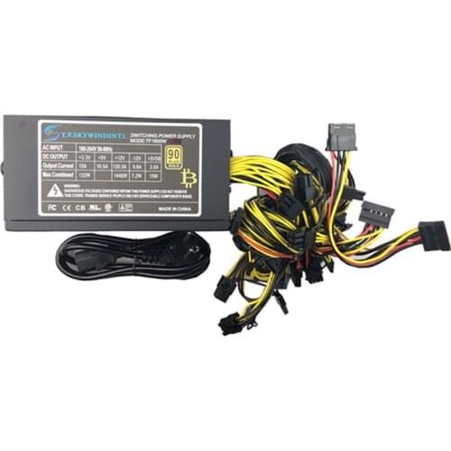 T.F.SKYWINDINTL Power Supply 1600w 120mm Fan 20/24pin 12V ATX PSU For BTC RX470 RX480 RX570 GPU Miner 1600W 12V 133A Miner PSU