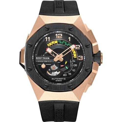 Reef Tiger luxury watch for men,mens automatic mechanical watches 100m waterproof military wristwatch sport luminous RGA95S7
