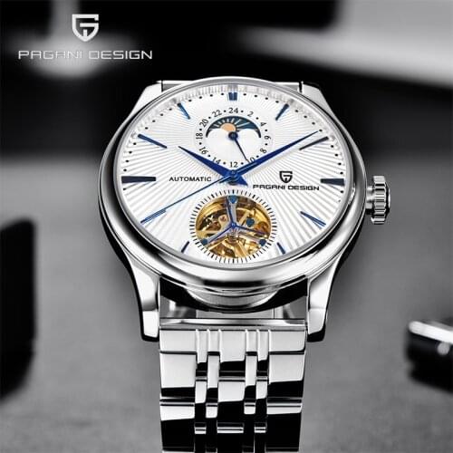 2021 Pagani Design Famous Brand Mens Automatic Mechanical Business Watches Night Light Moon Phase Waterproof Watch Reloj Hombre