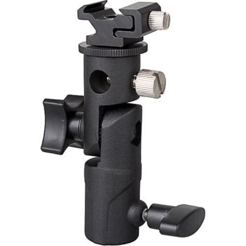 Supon Speedlite Flash Holder Hot Shoe Bracket w/ umbrella Hole + Screw Adapter E Type Metal Black