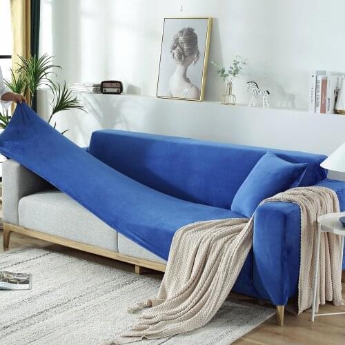 Solid Color Plush Stretch Slipcover for Couch Elastic Sofa Covers for Living Room Recliner Colors Pet Furniture Protector