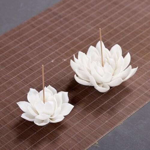 Ceramic Lotus Incense Burner Home Decor Incense Stick Holder Buddhist Aromatherapy Censer Office Living Room Teahouse Zen Z281