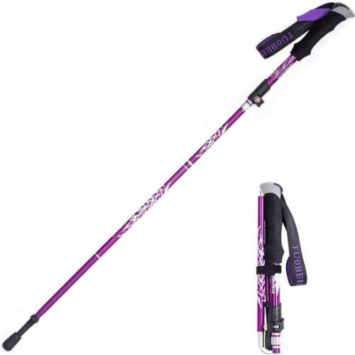 Hot-selling Ultra-light Aluminum Walking Stick Pole Telescopic Folding Stick Mountain Climbing Trekking Stick Outdoor Equipment