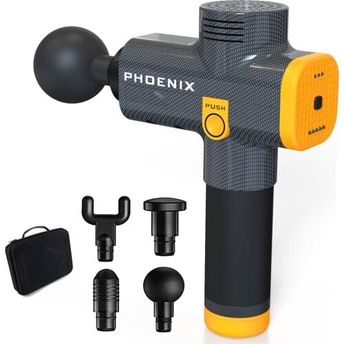 Massage Gun Phoenix A2 Black Body Massager Electric 4 Heads Gun Massager Phoenix MG512204