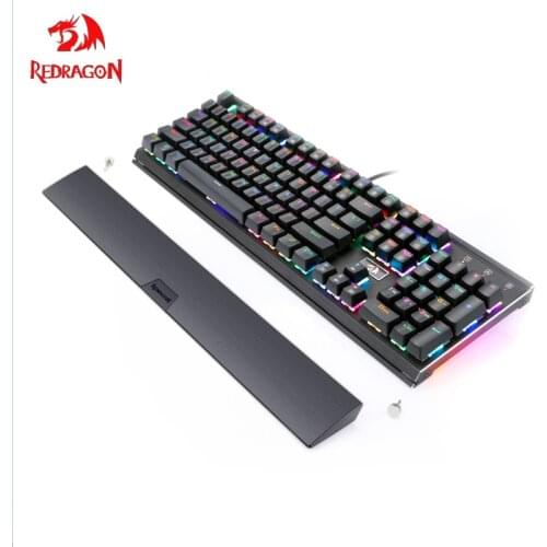 Redragon Rahu K567 RGB Backlit Wrist Rest 104-key Mechanical Keyboard Blue Switch Game Keyboard for Gamer Laptop Gamer